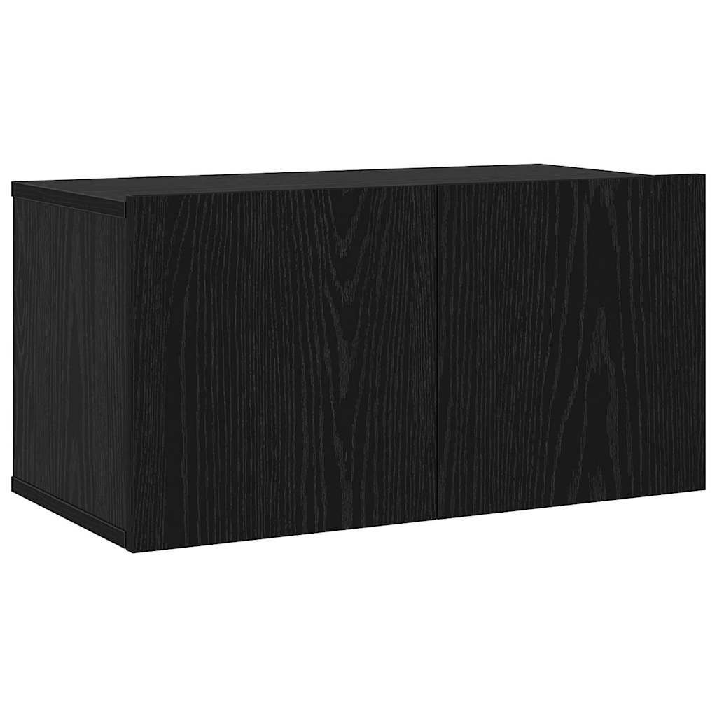 TV Cabinet Set Wall-mounted 4 pcs Black Oak Engineered Wood