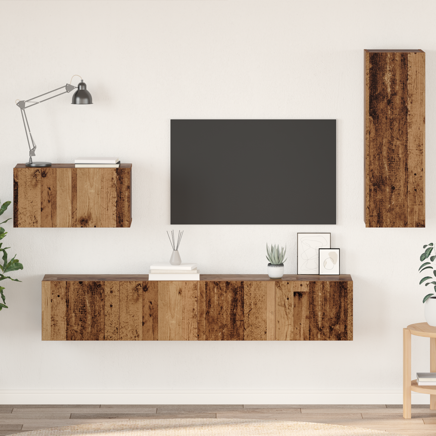 Wall TV Cabinet 4 pcs Old wood 200 x 30 x 30 cm Engineered wood