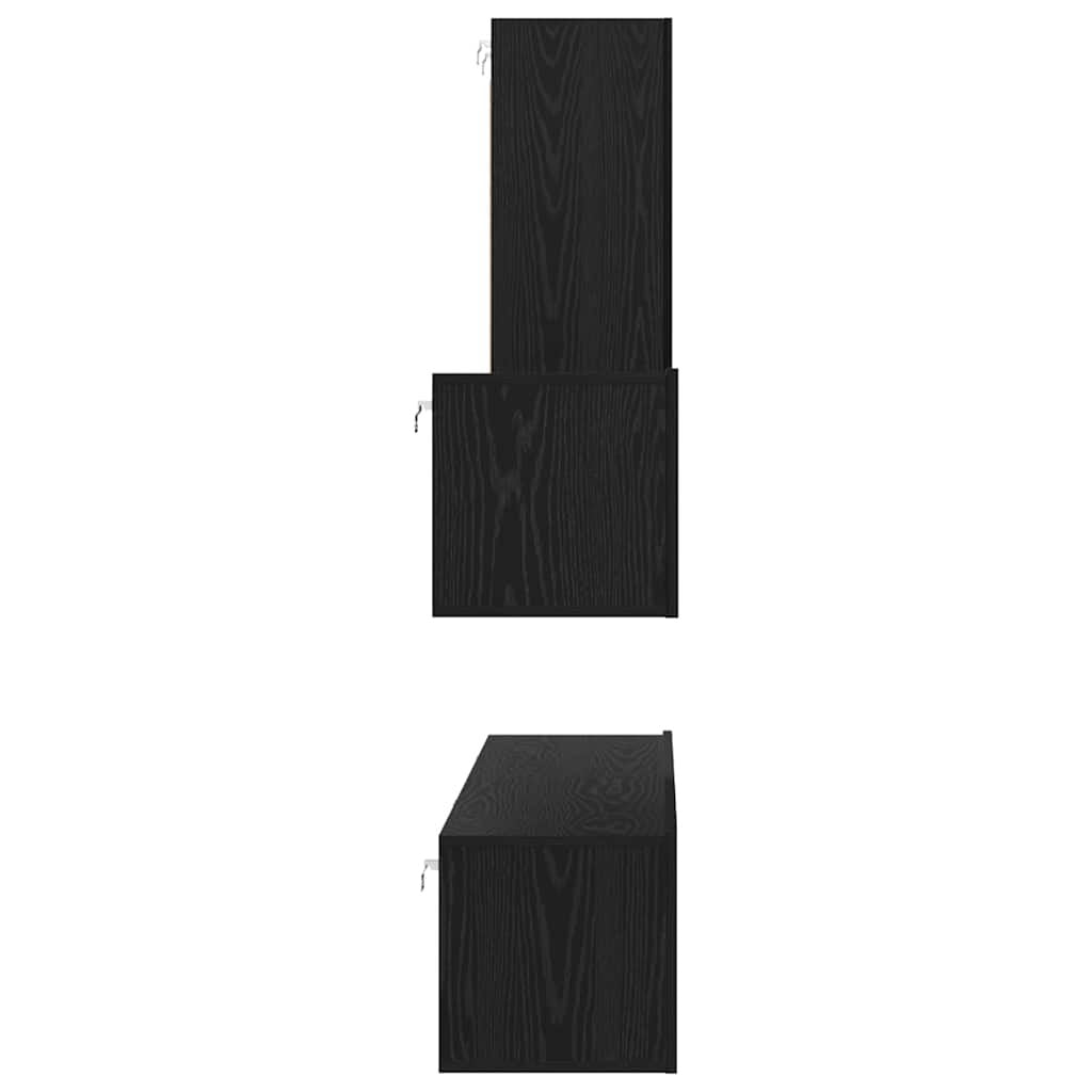 Wall TV Cabinet Wall-mounted 4 pcs Black oak 200 x 30 x 30 cm