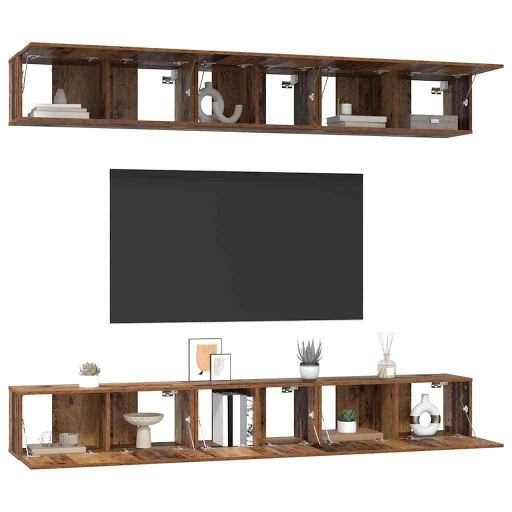 TV Cabinet Set 6 pcs Old wood 80 x 30 x 30 cm Engineered wood