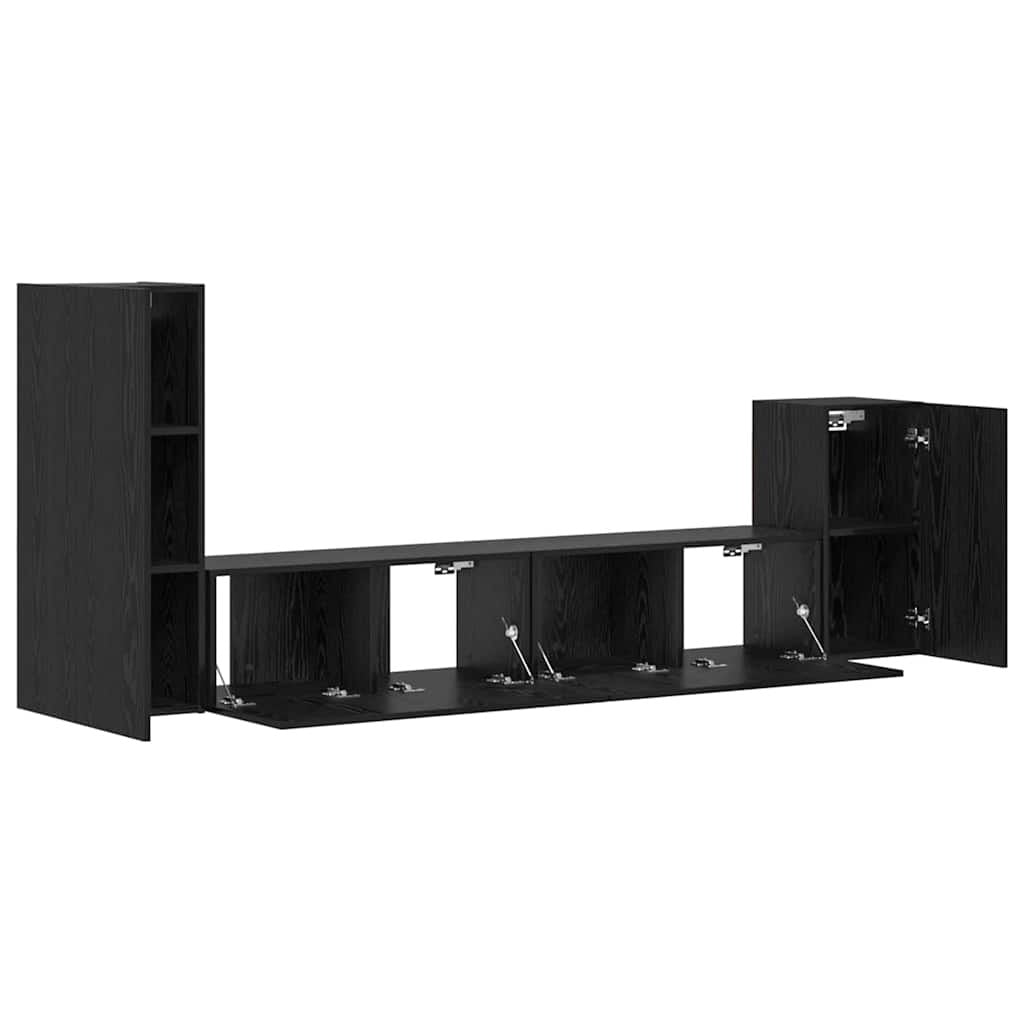 Wall TV Cabinet Wall-mounted Black oak Engineered wood