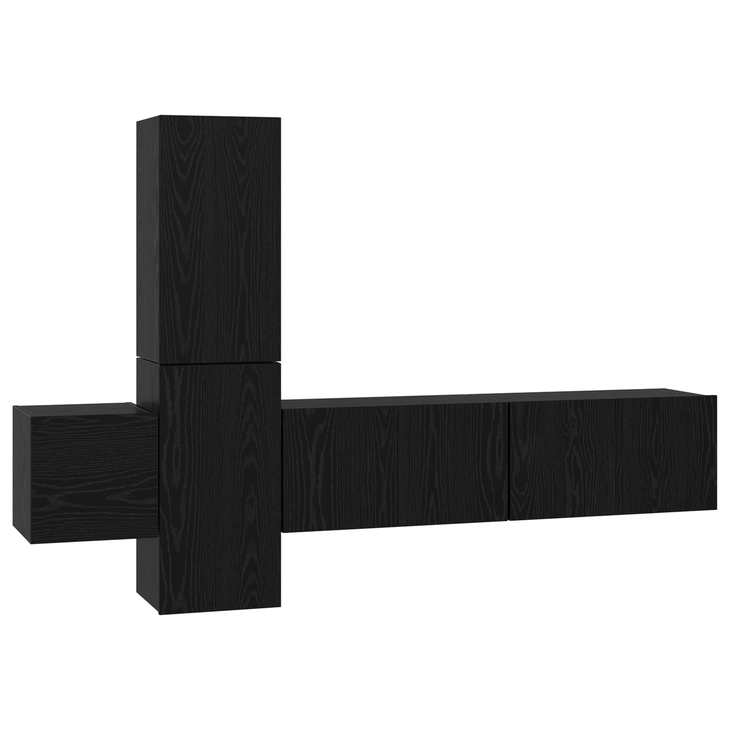 TV Cabinet Set Wall-mounted 5 pcs Black oak 181 x 30 x 120 cm