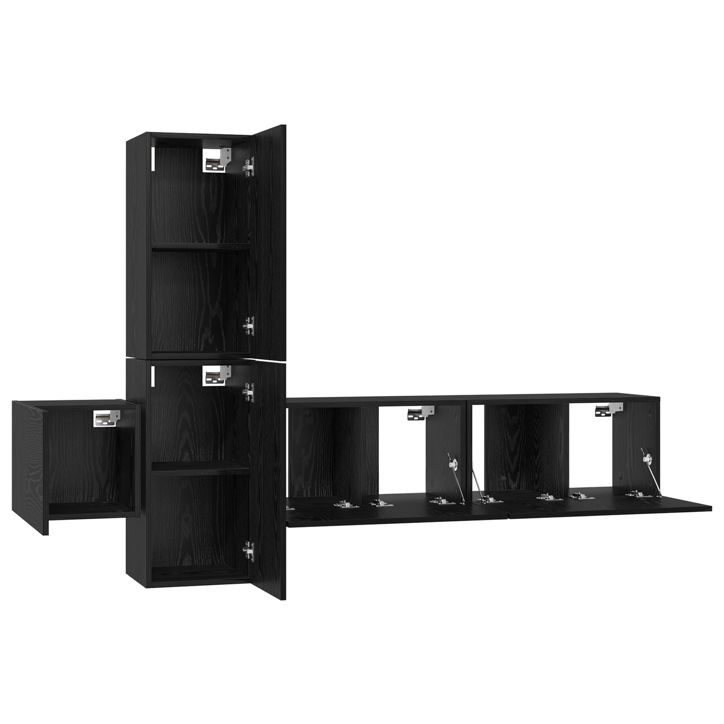 TV Cabinet Set Wall-mounted 5 pcs Black oak 181 x 30 x 120 cm
