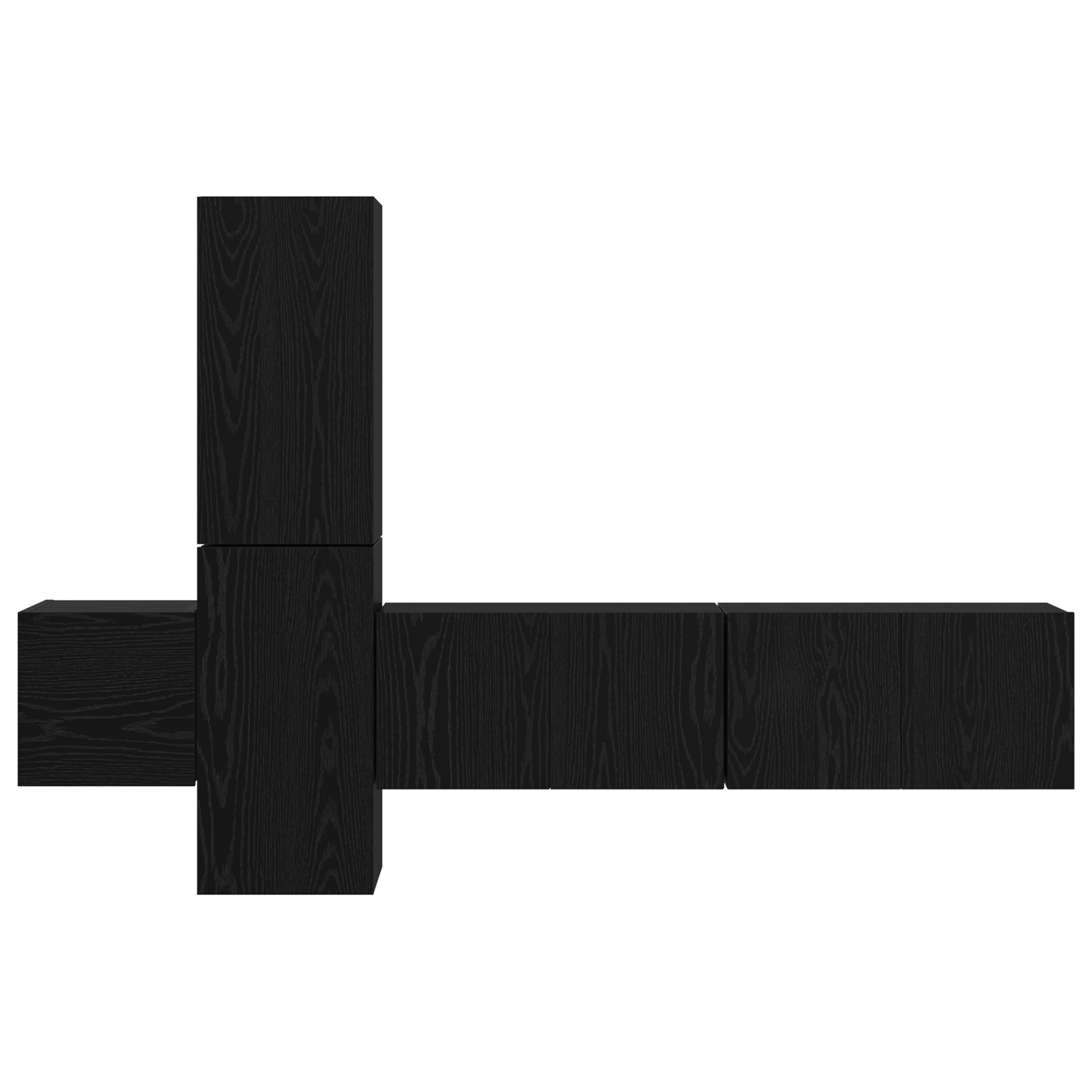 TV Cabinet Set Wall-mounted 5 pcs Black oak 181 x 30 x 120 cm