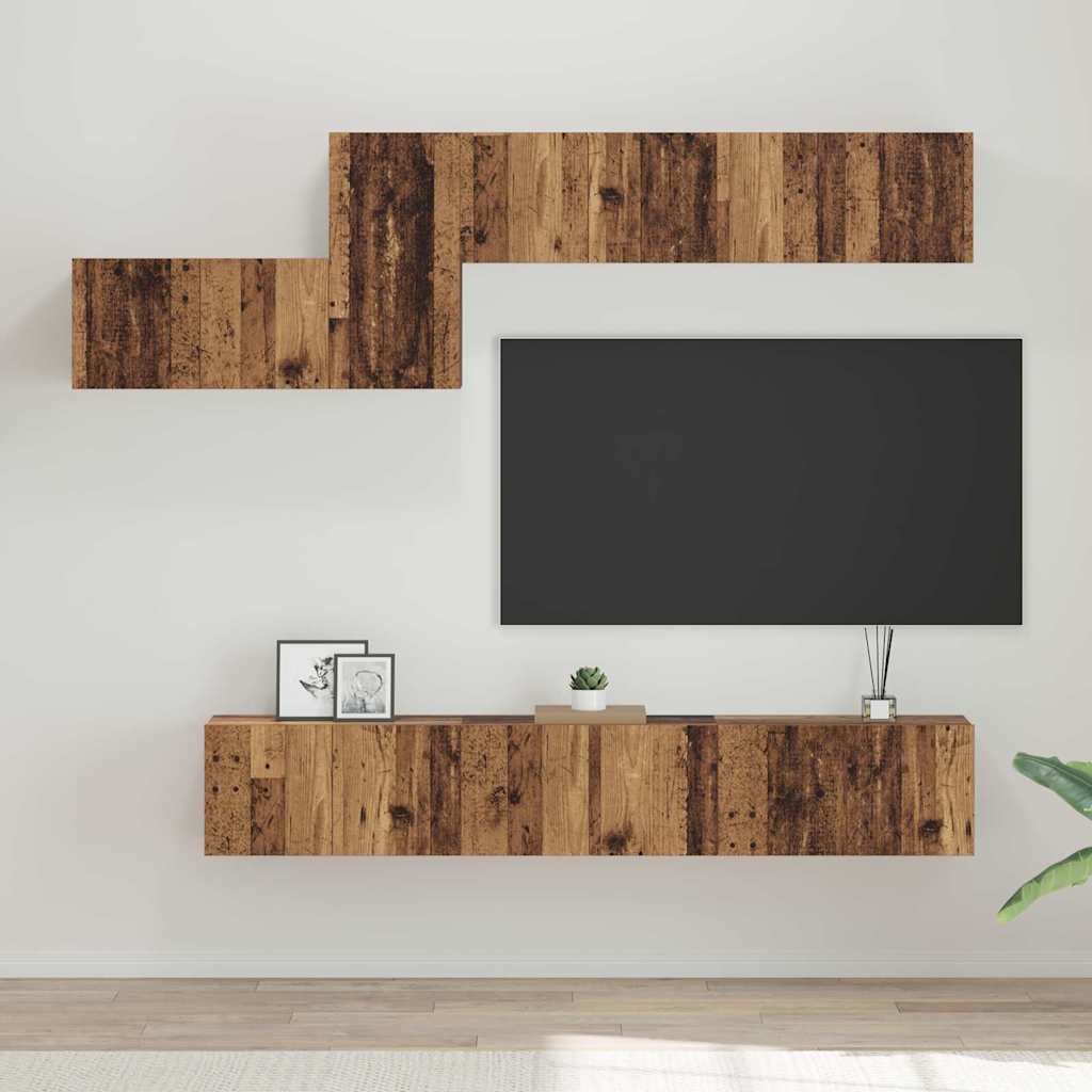 TV Cabinet Set 7 pcs Old wood 60 x 30 x 30 cm Engineered wood