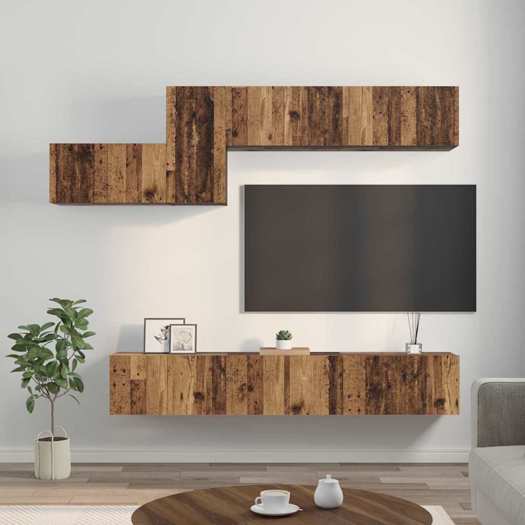 TV Cabinet Set 7 pcs Old wood 60 x 30 x 30 cm Engineered wood