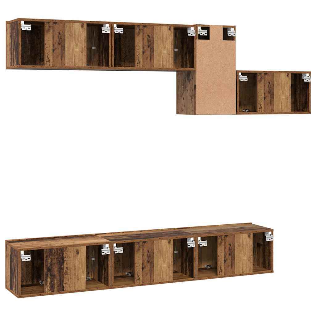 TV Cabinet Set 7 pcs Old wood 60 x 30 x 30 cm Engineered wood