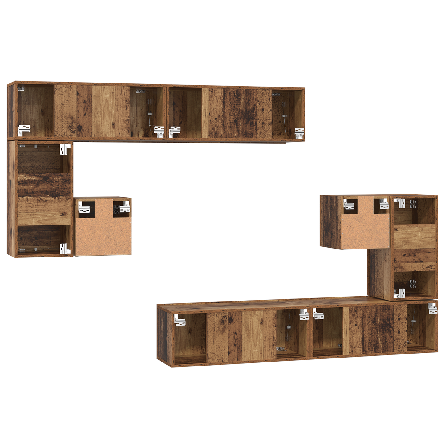 TV Cabinet Set 8 pcs Old wood Medium 30.5 x 30 x 30 cm
