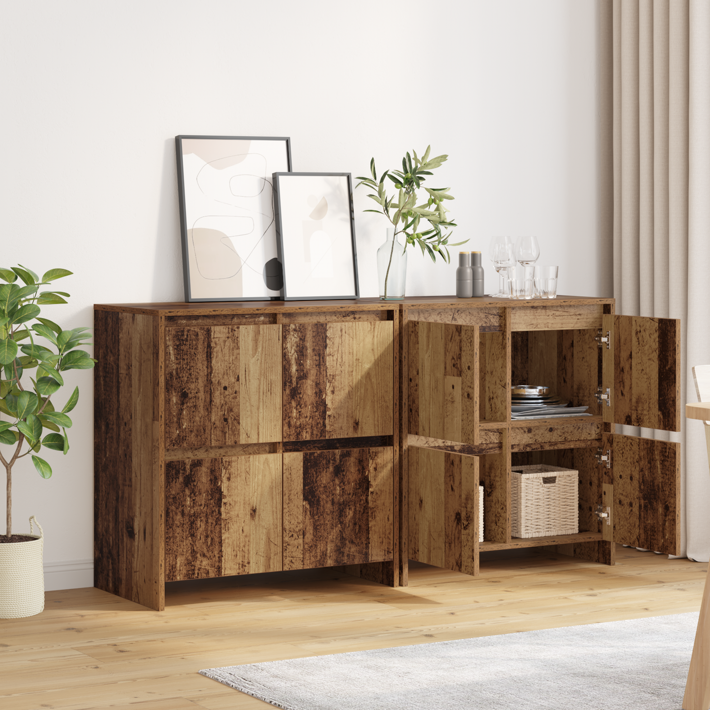 Sideboards 2 pcs Old wood 70 x 41 x 75 cm Engineered wood