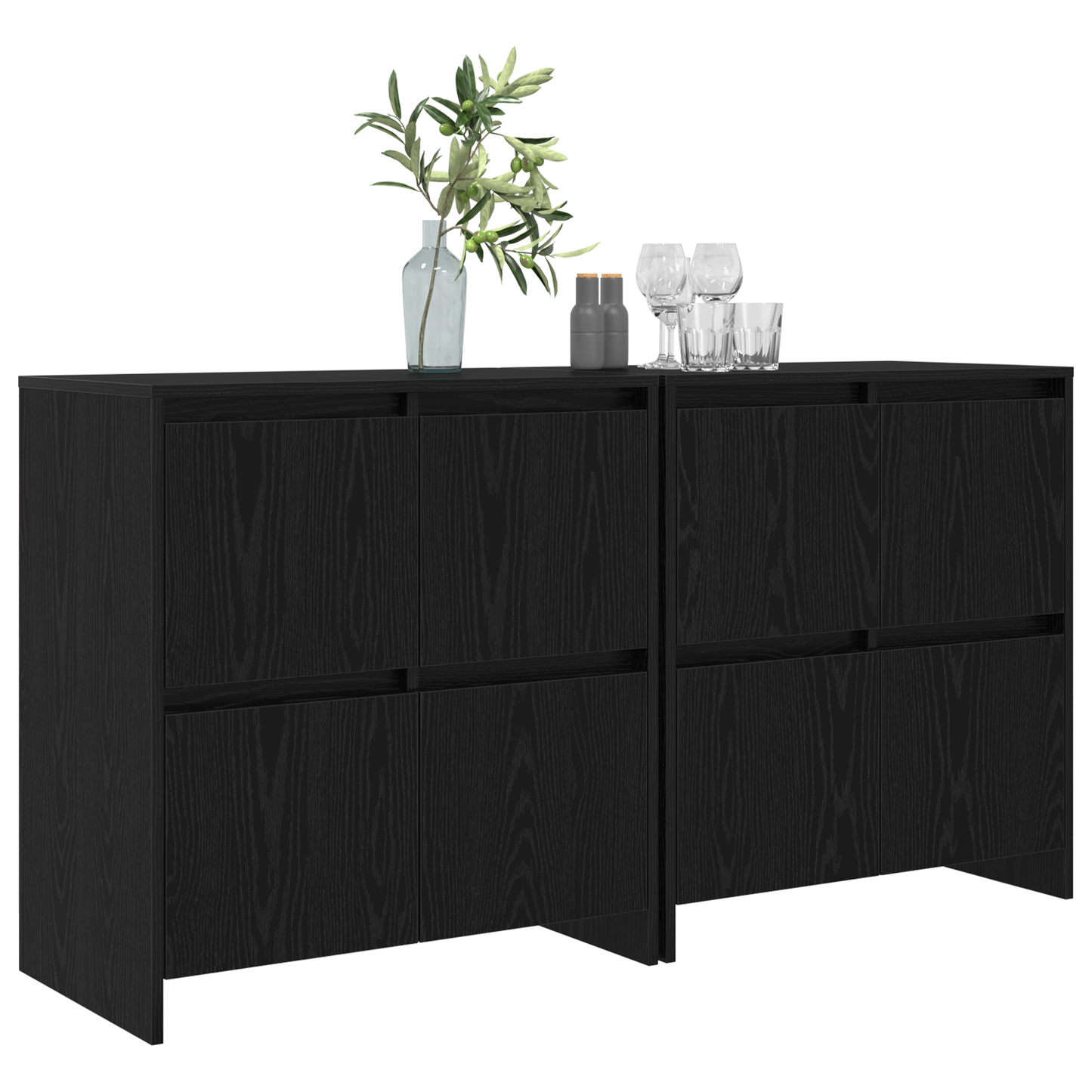 Sideboards 2 pcs Black oak 70 x 41 x 75 cm Engineered wood