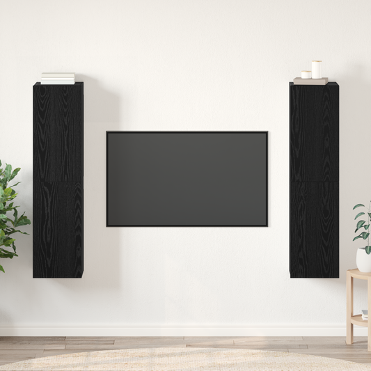 TV Cabinet Set Wall-mounted 4 pcs Black Oak 30.5 x 30 x 60 cm