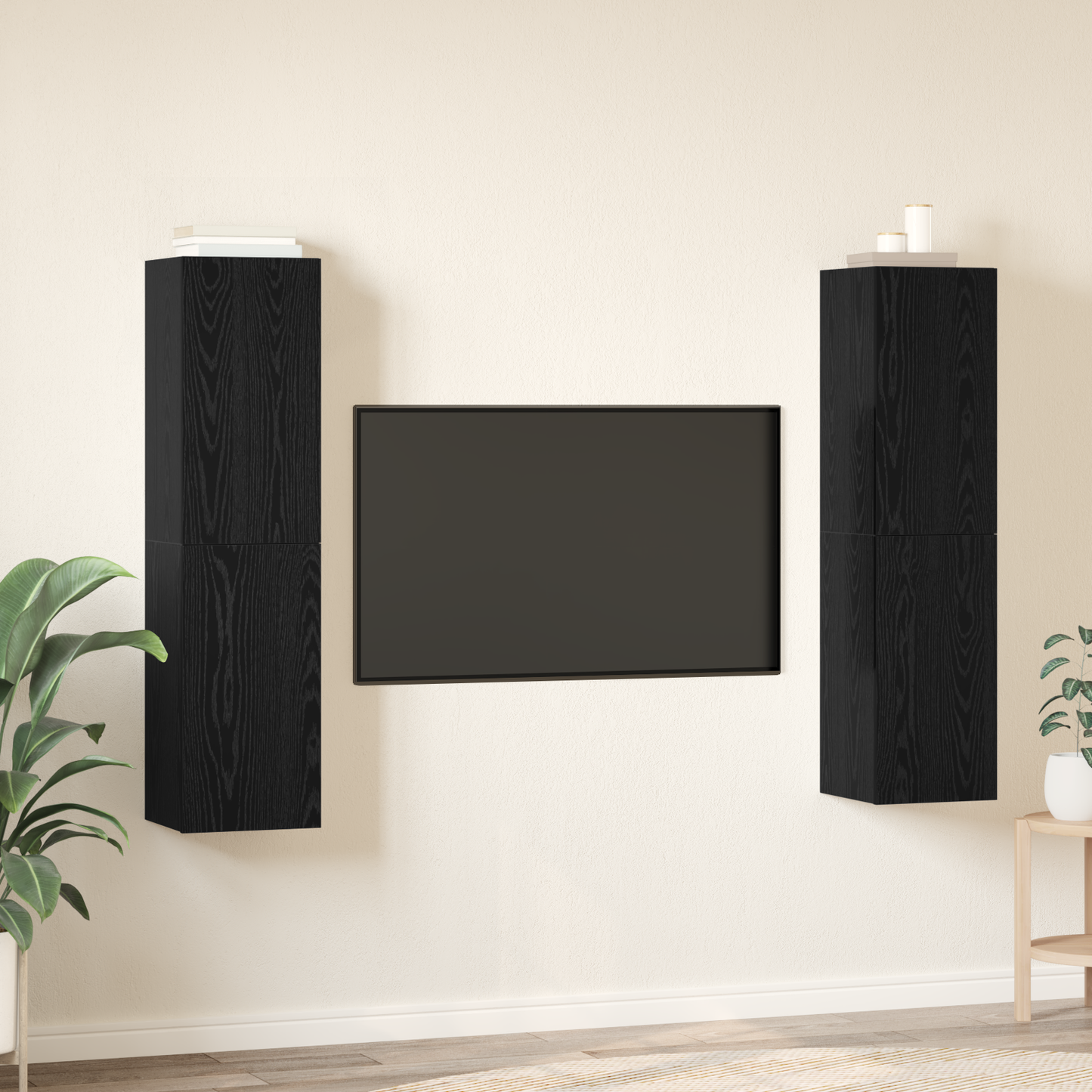 TV Cabinet Set Wall-mounted 4 pcs Black Oak 30.5 x 30 x 60 cm