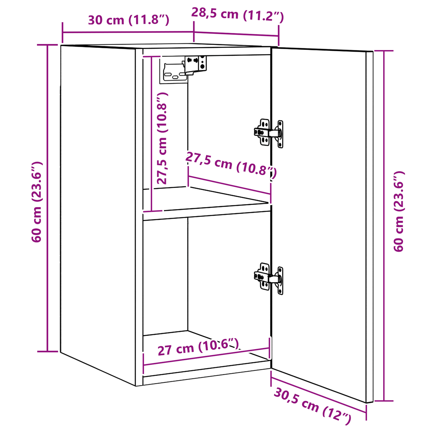 TV Cabinet Set Wall-mounted 4 pcs Black Oak 30.5 x 30 x 60 cm