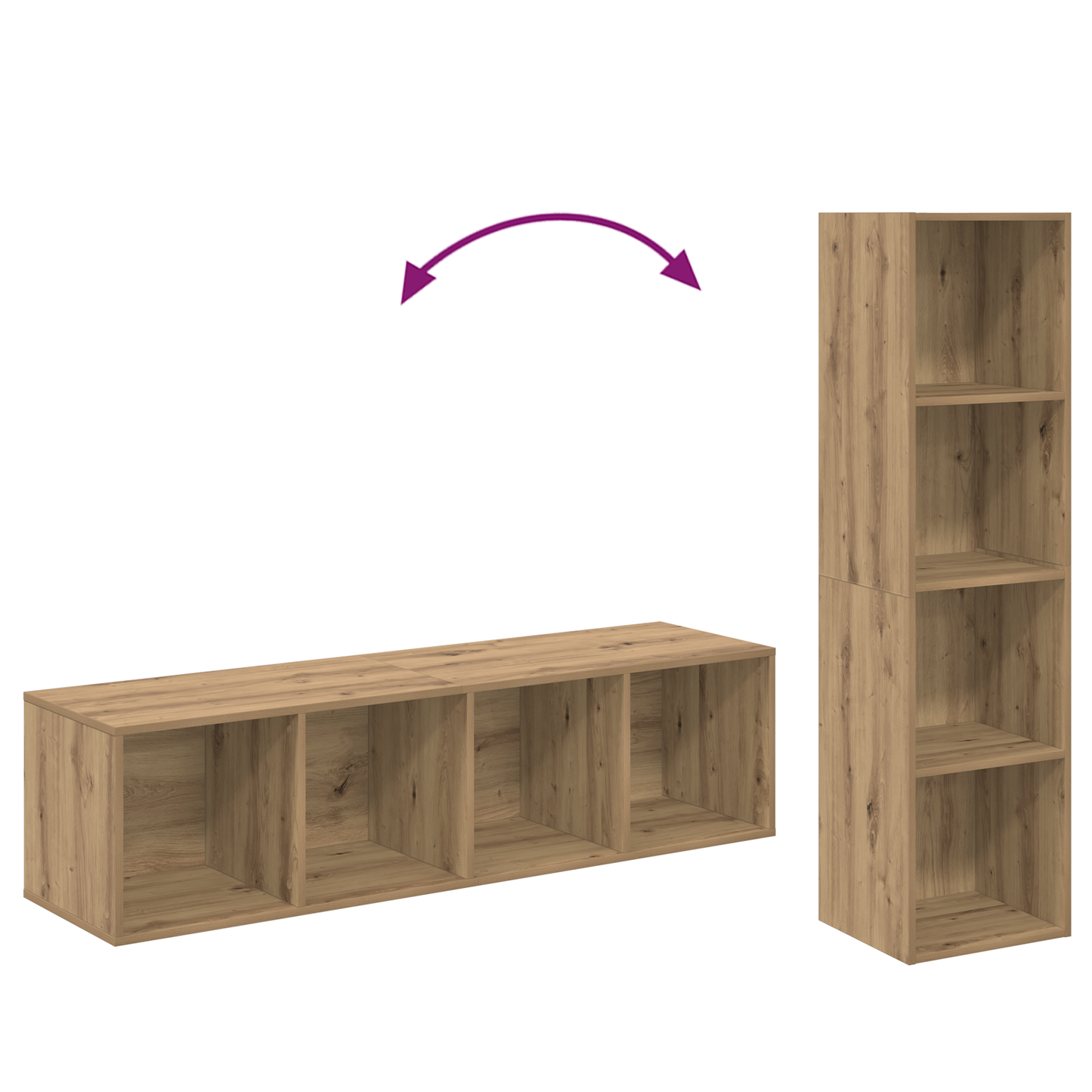 TV Cabinet Set 2 pcs Artisan oak 37 x 37 x 142.5 cm
