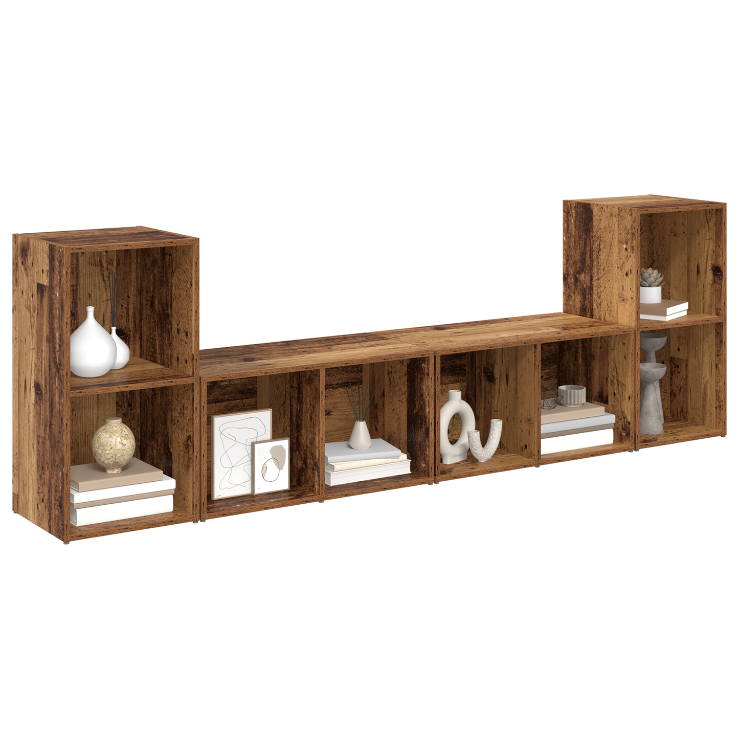 TV Cabinet Set 4 pcs Old wood 37 x 35 x 72 cm Engineered wood