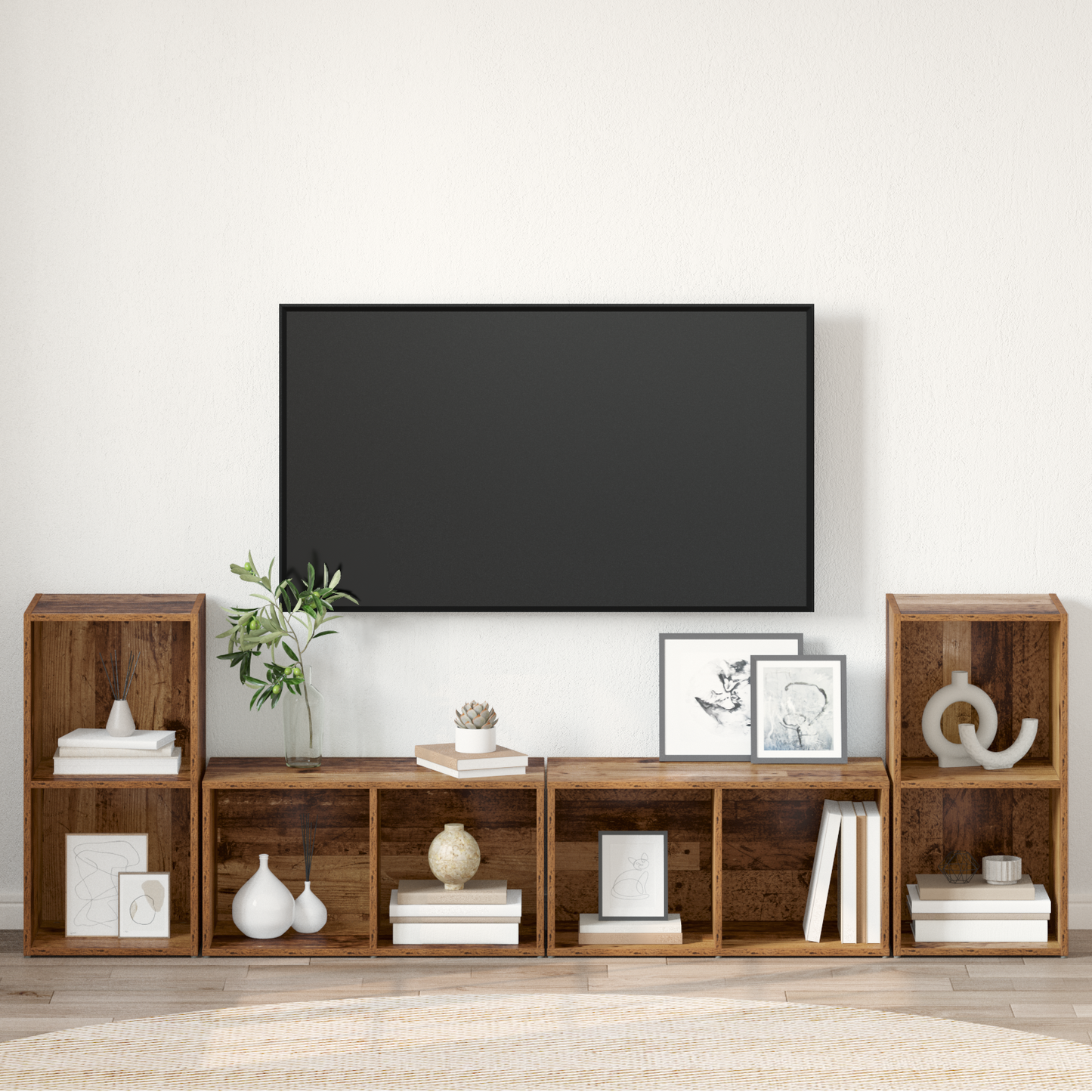 TV Cabinet Set 4 pcs Old wood 37 x 35 x 72 cm Engineered wood