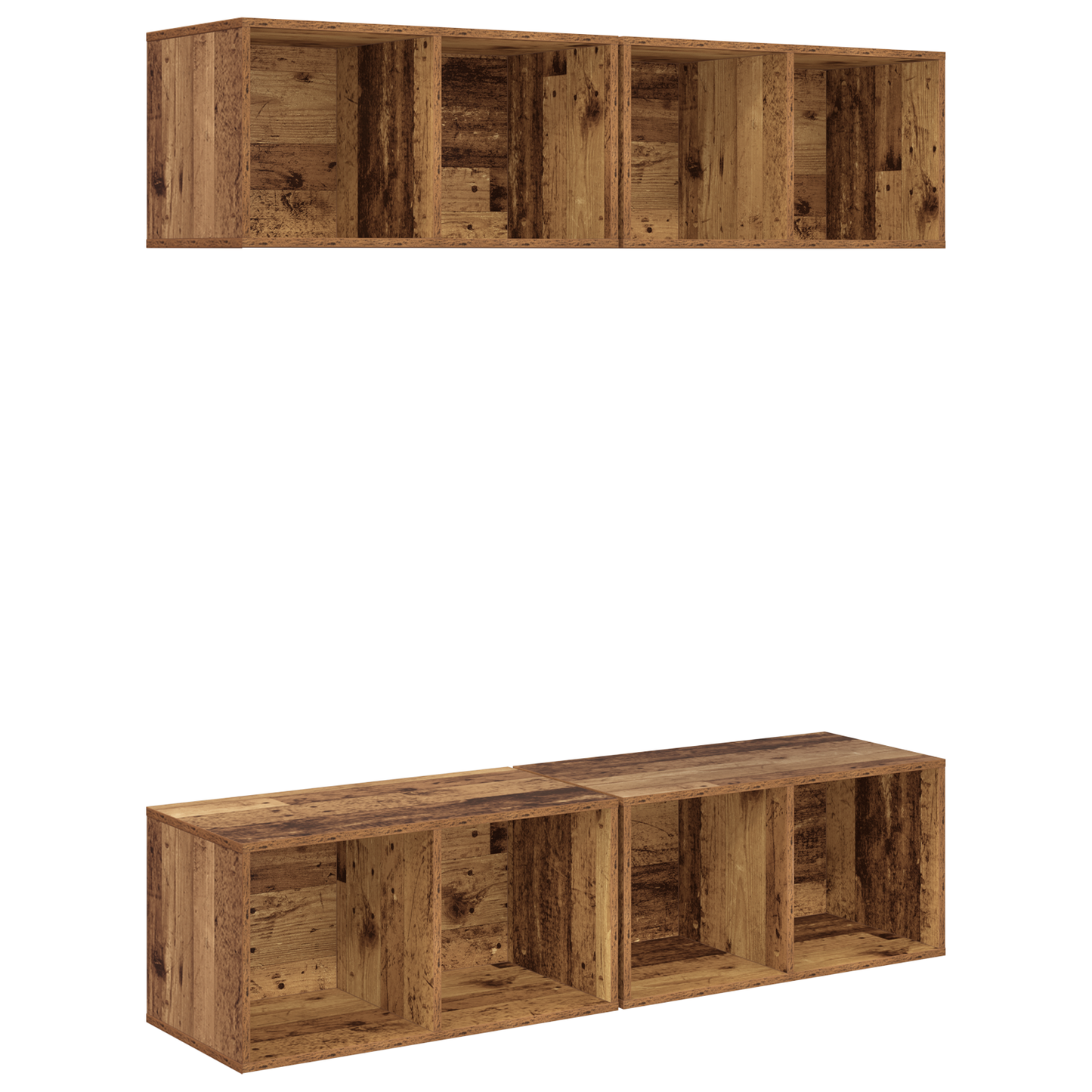 Wall TV Cabinet 4 pcs Old wood 37 x 37 x 72 cm Engineered wood
