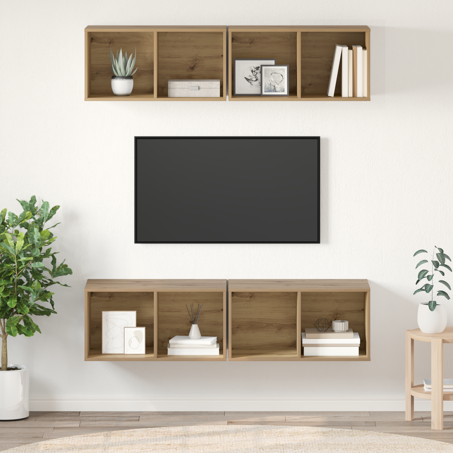 Wall TV Cabinet Wall-mounted 4 pcs Artisan oak 37 x 37 x 72 cm