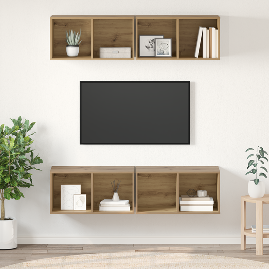 Wall TV Cabinet Wall-mounted 4 pcs Artisan oak 37 x 37 x 72 cm