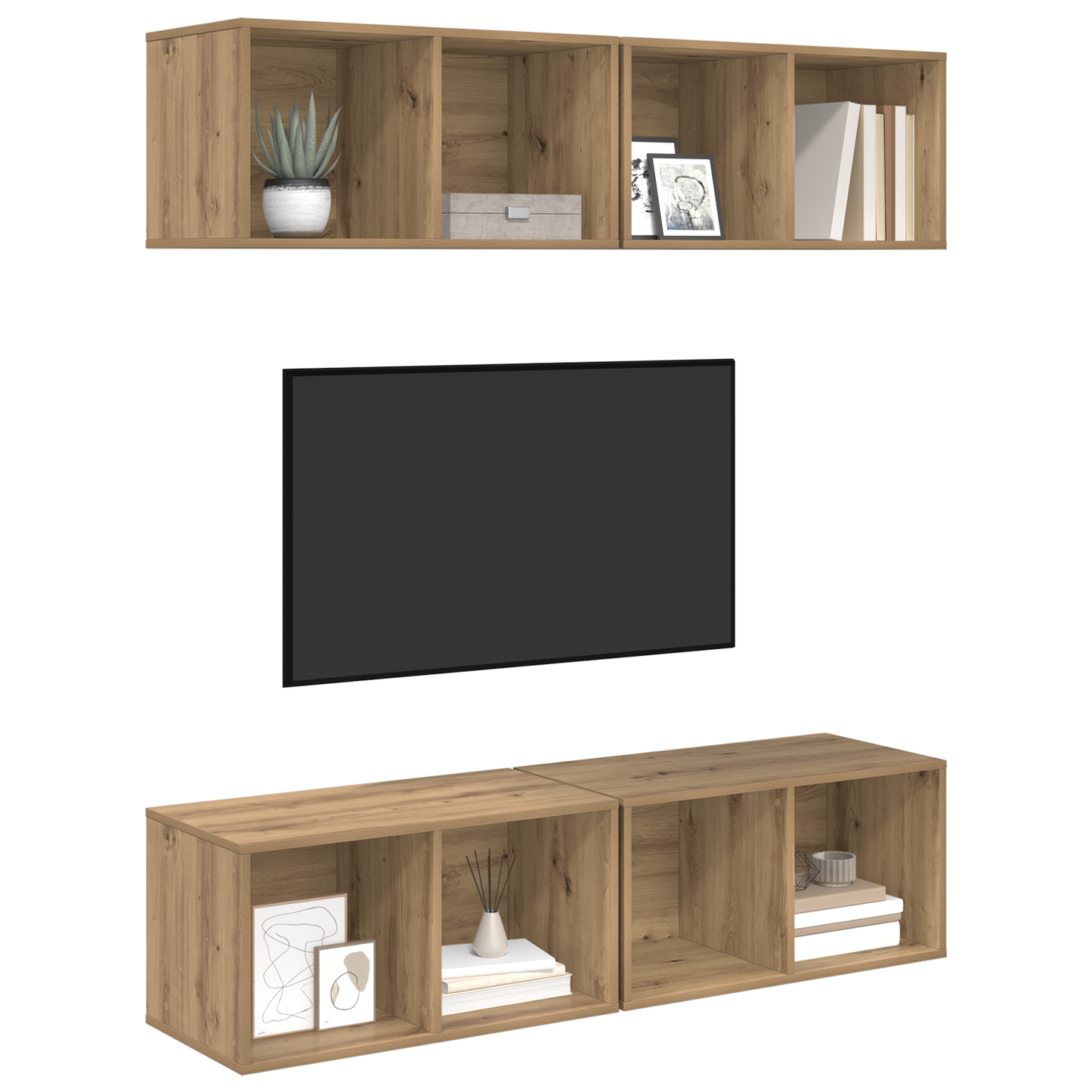 Wall TV Cabinet Wall-mounted 4 pcs Artisan oak 37 x 37 x 72 cm