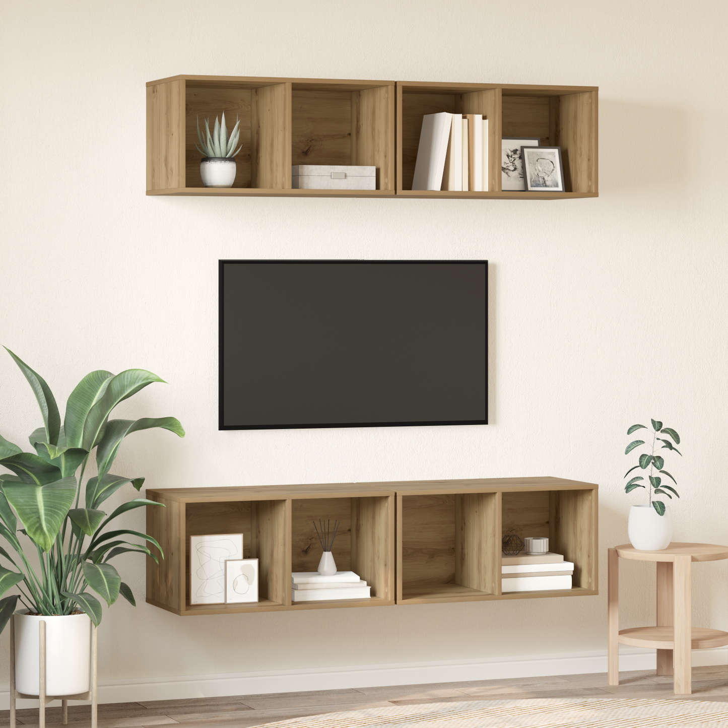 Wall TV Cabinet Wall-mounted 4 pcs Artisan oak 37 x 37 x 72 cm