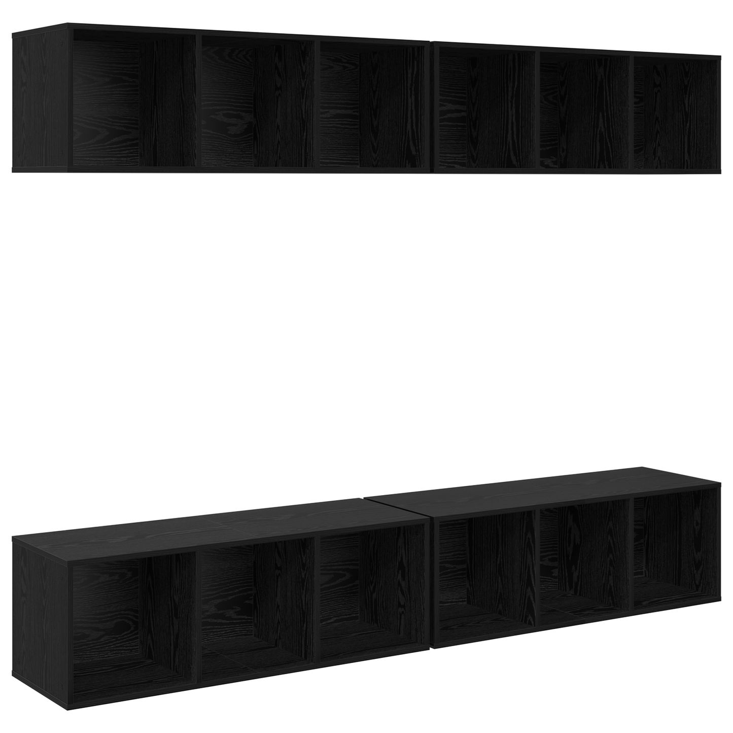 Wall TV Cabinet Wall-mounted 4 pcs Black oak 37 x 37 x 107.5 cm