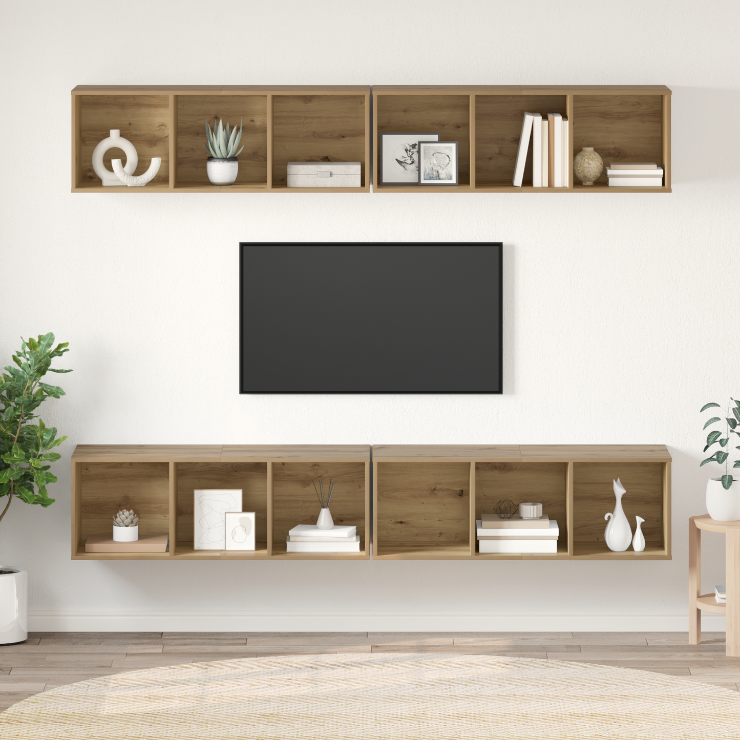 Wall TV Cabinet 4 pcs Artisan oak 37 x 37 x 107.5 cm