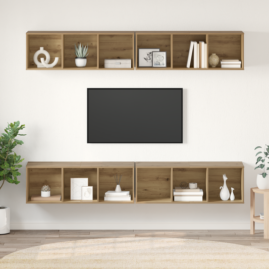 Wall TV Cabinet 4 pcs Artisan oak 37 x 37 x 107.5 cm