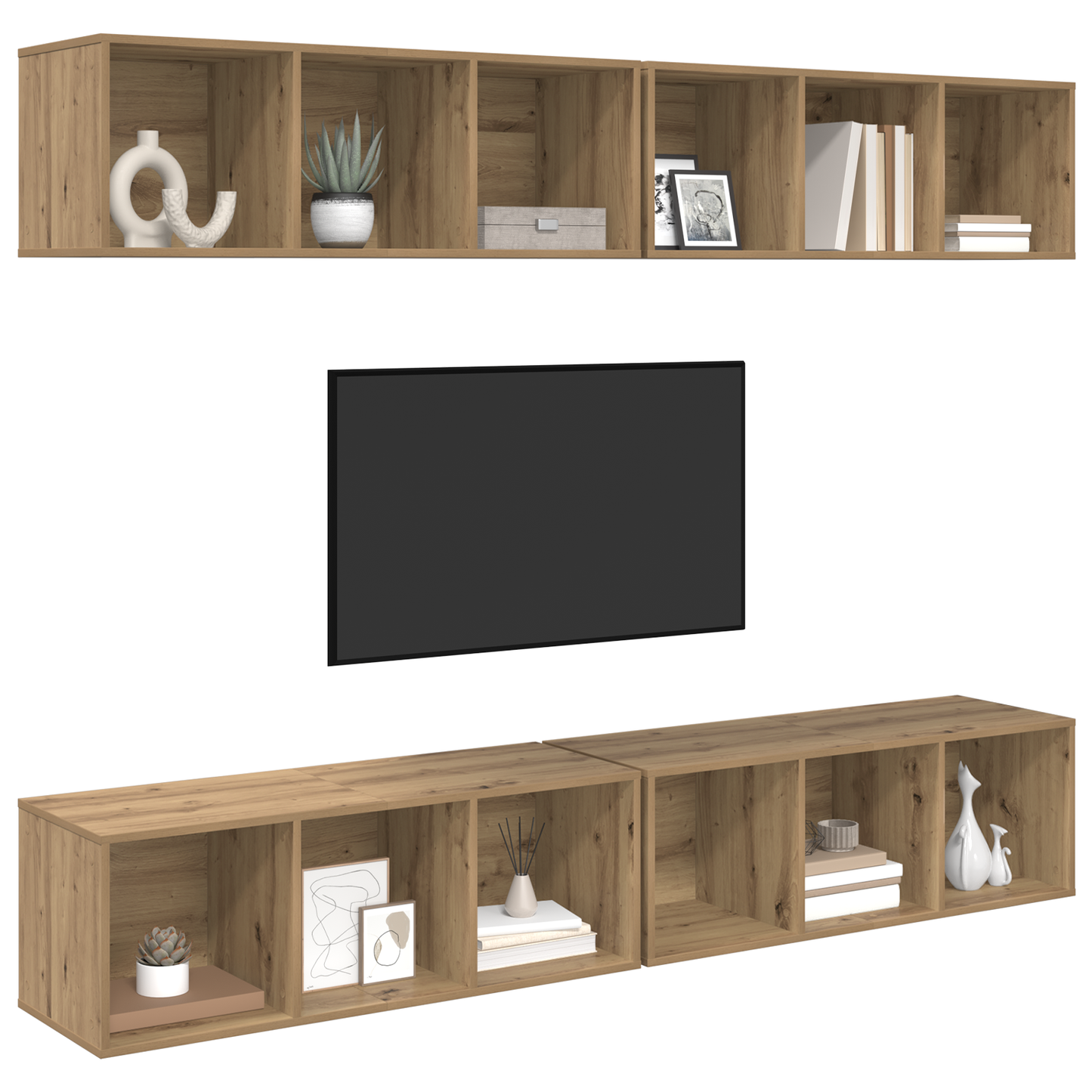Wall TV Cabinet 4 pcs Artisan oak 37 x 37 x 107.5 cm