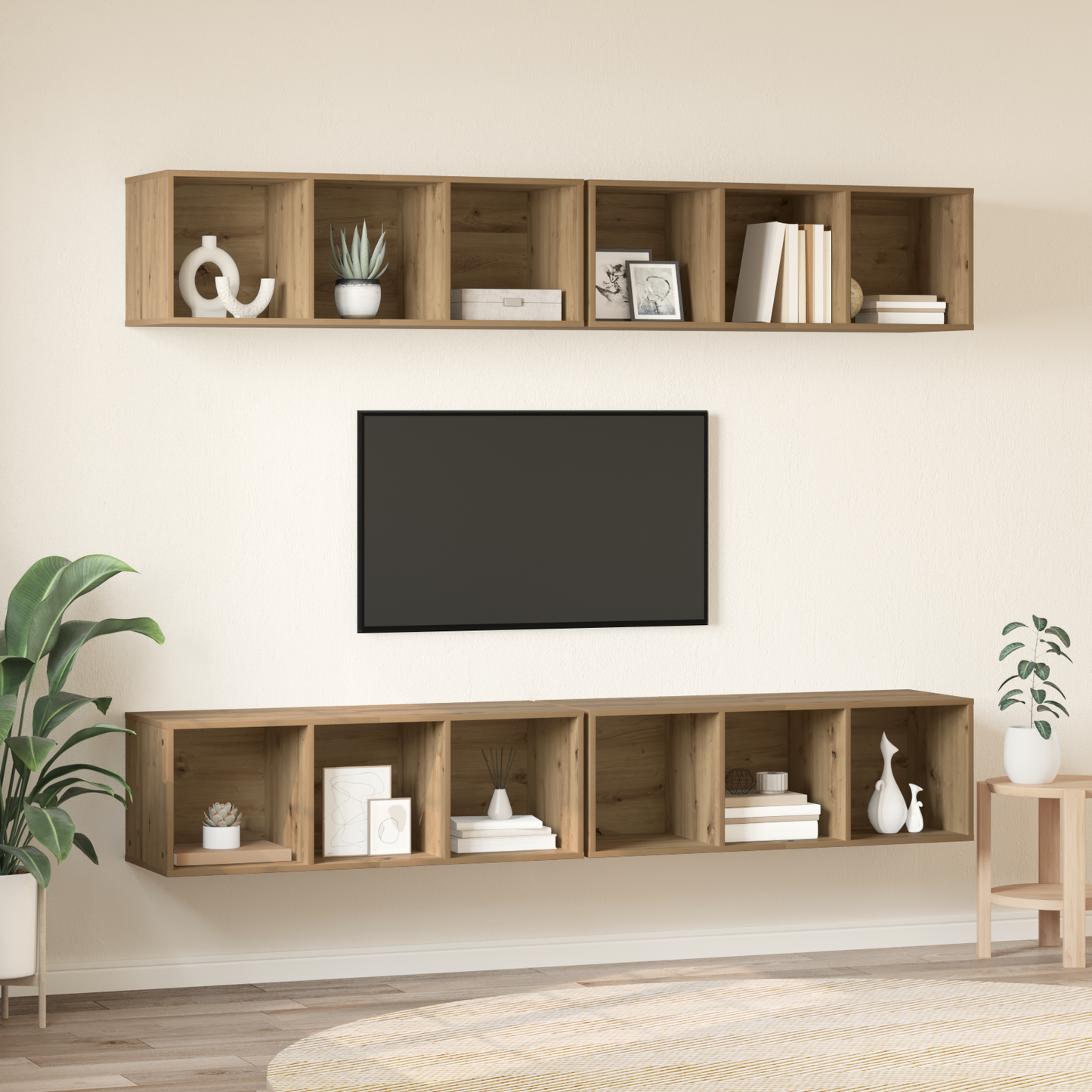 Wall TV Cabinet 4 pcs Artisan oak 37 x 37 x 107.5 cm