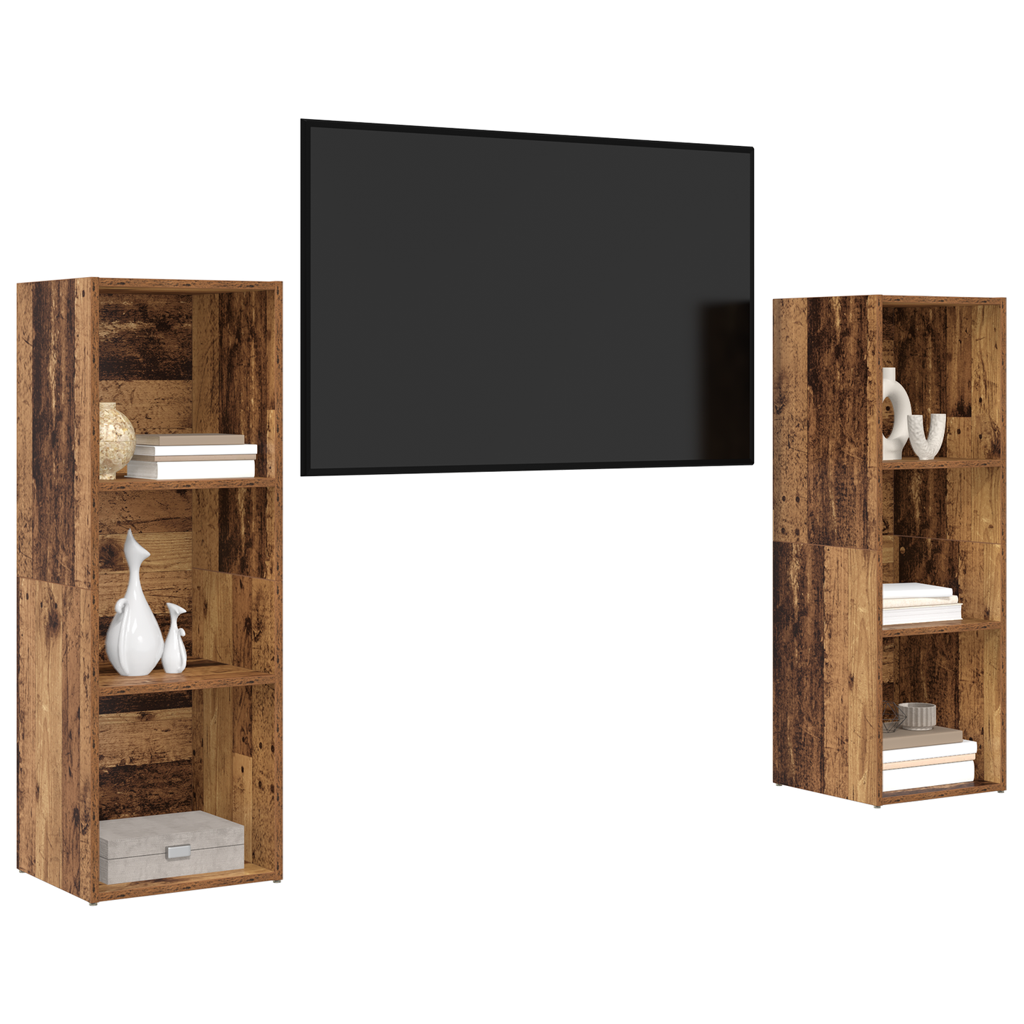 TV Cabinet Set 2 pcs Old wood 107 x 35 x 37 cm Engineered wood