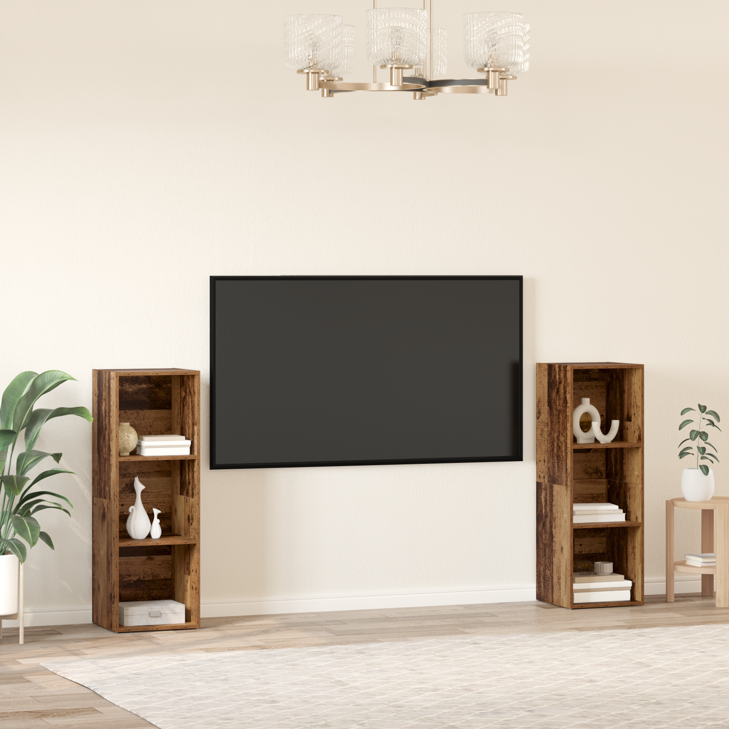 TV Cabinet Set 2 pcs Old wood 107 x 35 x 37 cm Engineered wood