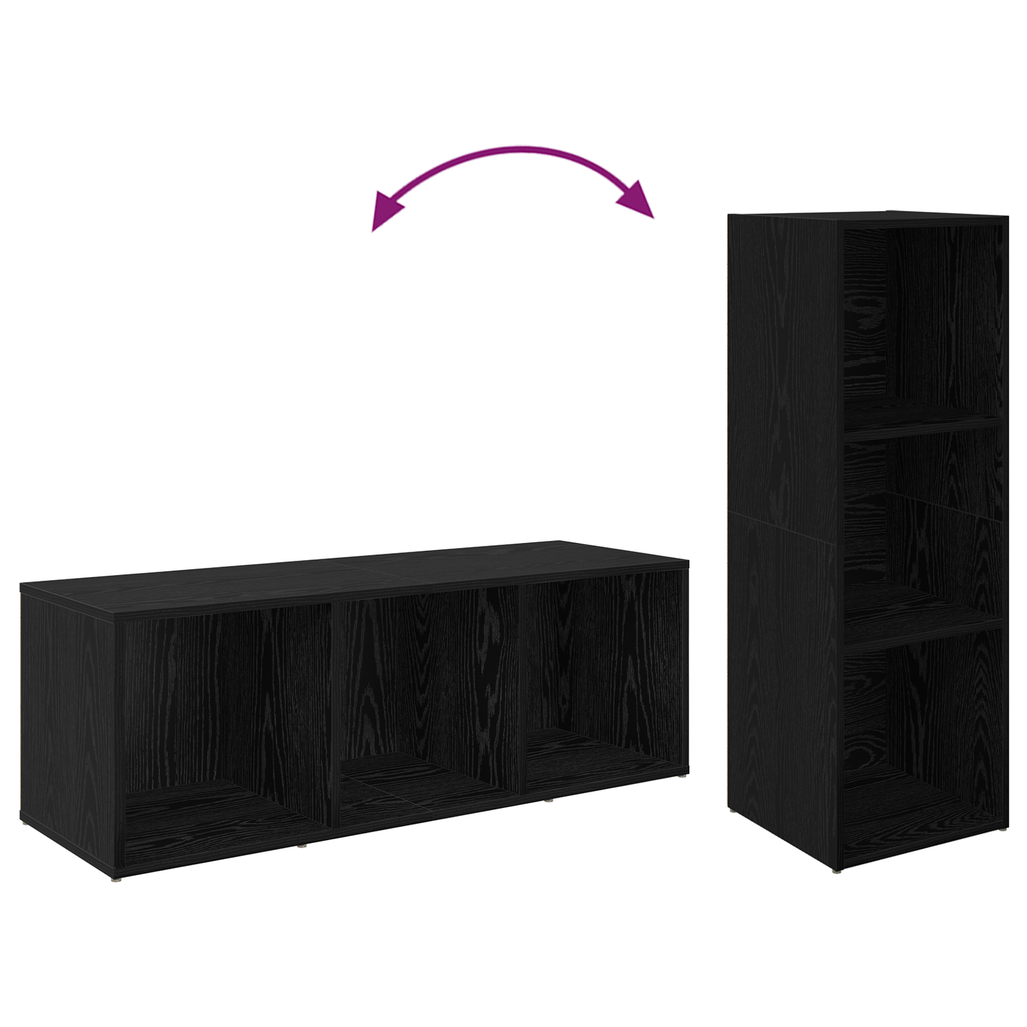 TV Cabinet Set 2 pcs Black oak 107 x 35 x 37 cm Engineered wood