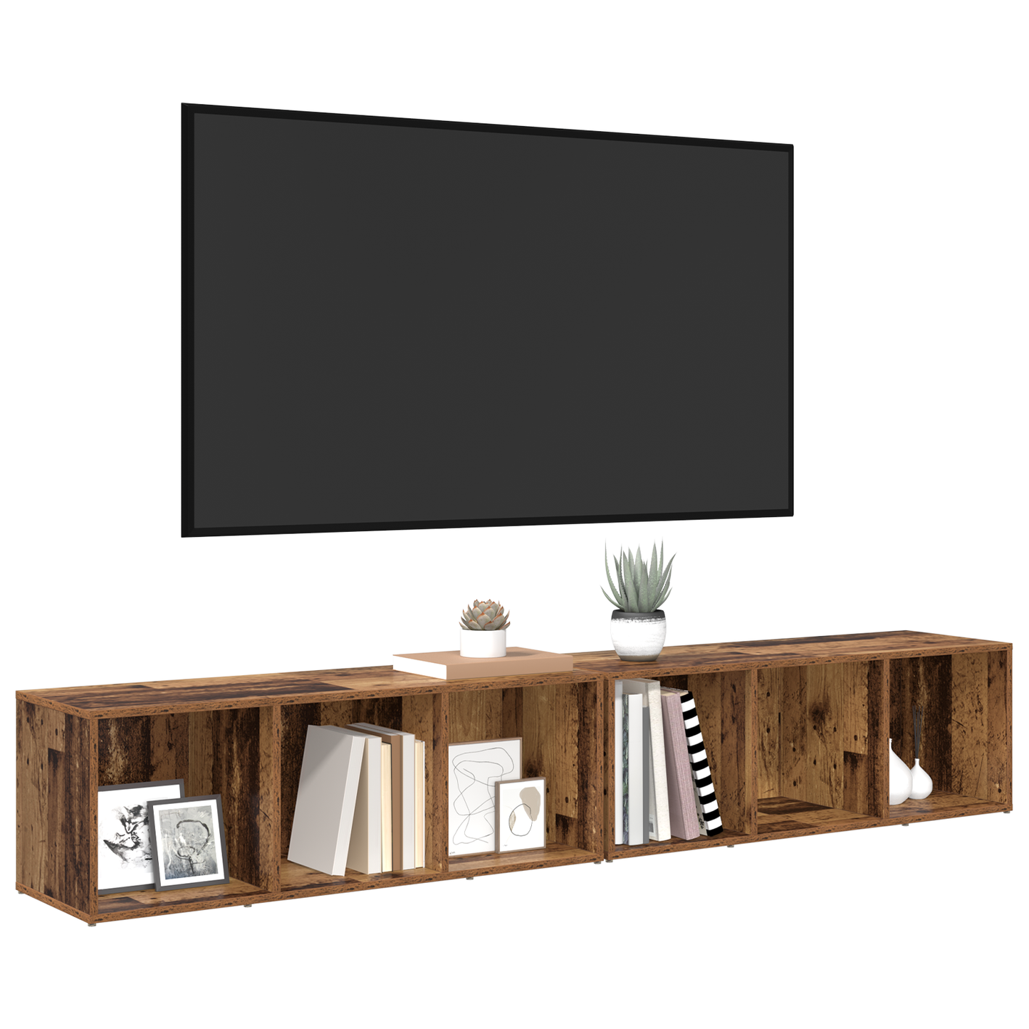 TV Cabinet Set Old Wood Engineered Wood