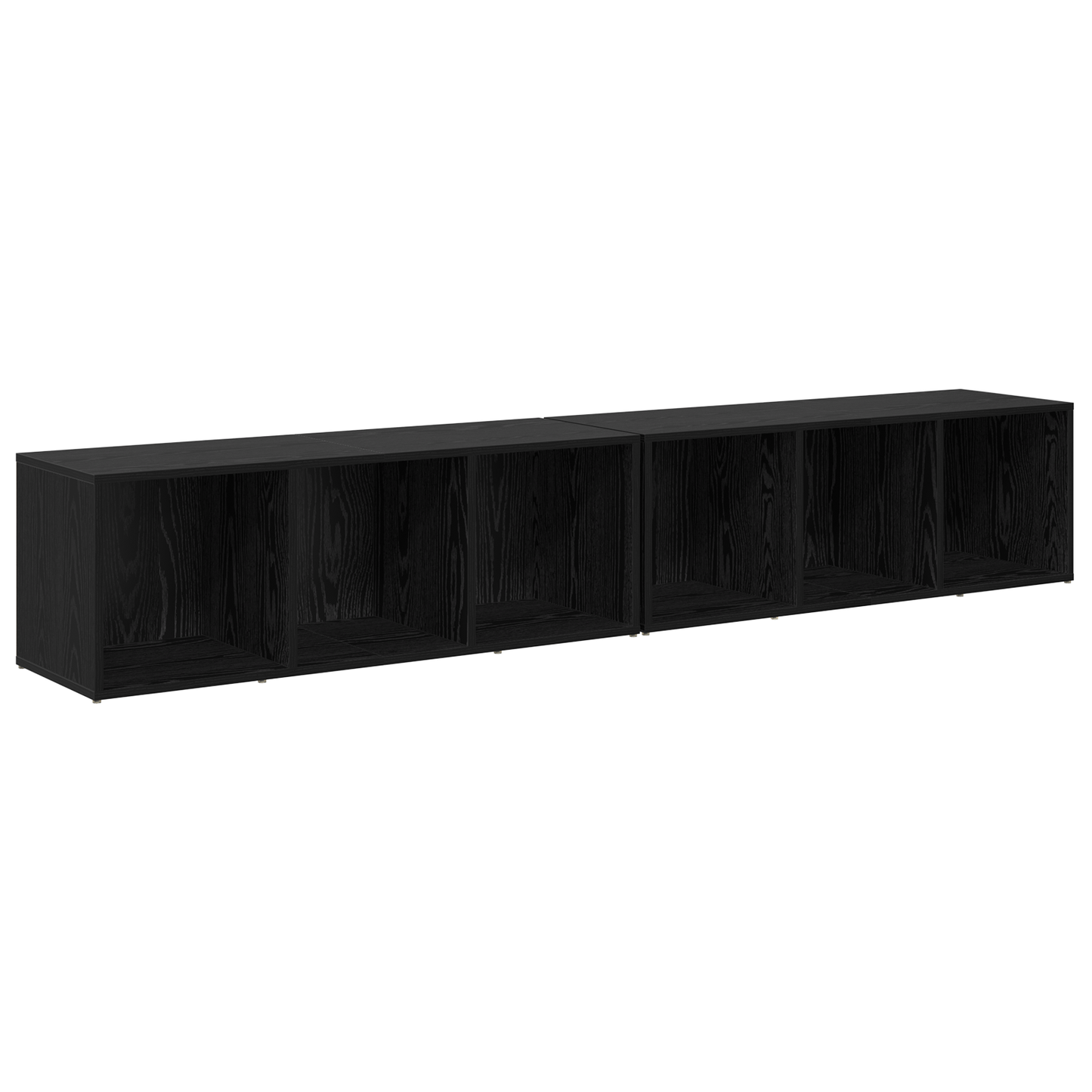 TV Cabinet Set Black Oak Engineered Wood