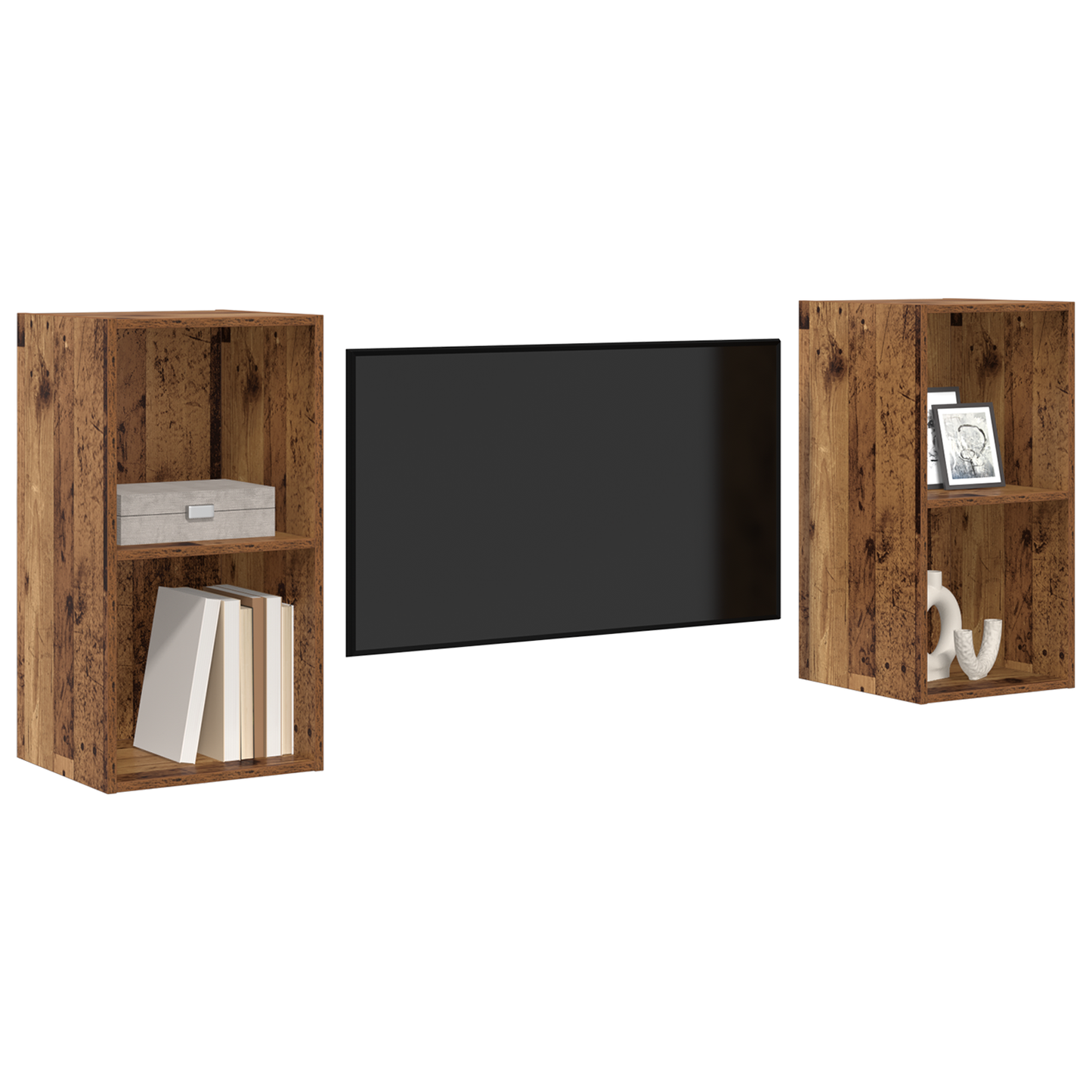 Wall TV Cabinet 2 pcs Old wood 37 x 37 x 72 cm Engineered wood