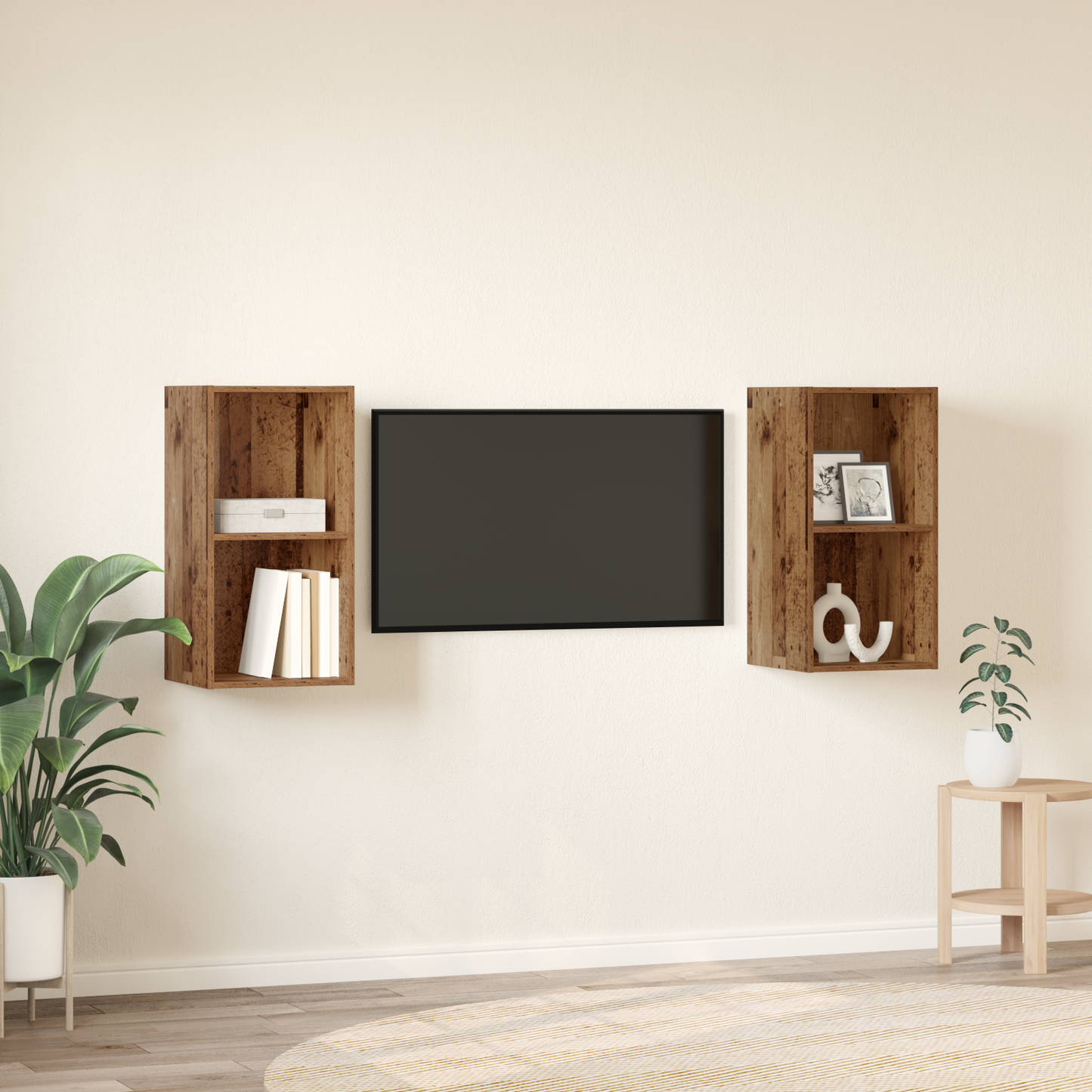 Wall TV Cabinet 2 pcs Old wood 37 x 37 x 72 cm Engineered wood