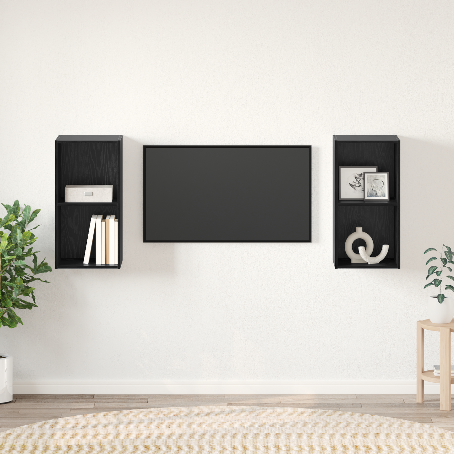 Wall TV Cabinet 2 pcs Black oak 37 x 37 x 72 cm Engineered wood