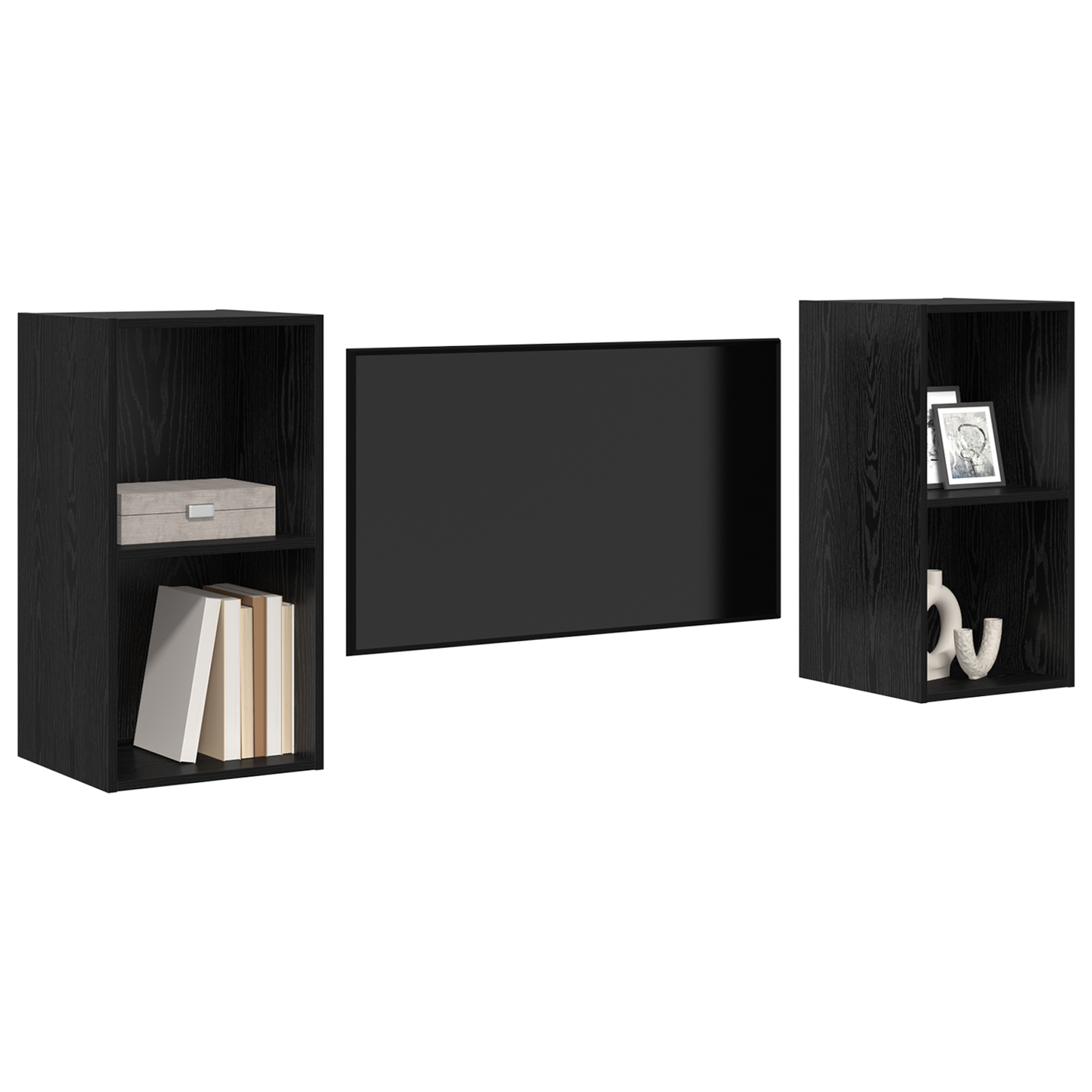 Wall TV Cabinet 2 pcs Black oak 37 x 37 x 72 cm Engineered wood