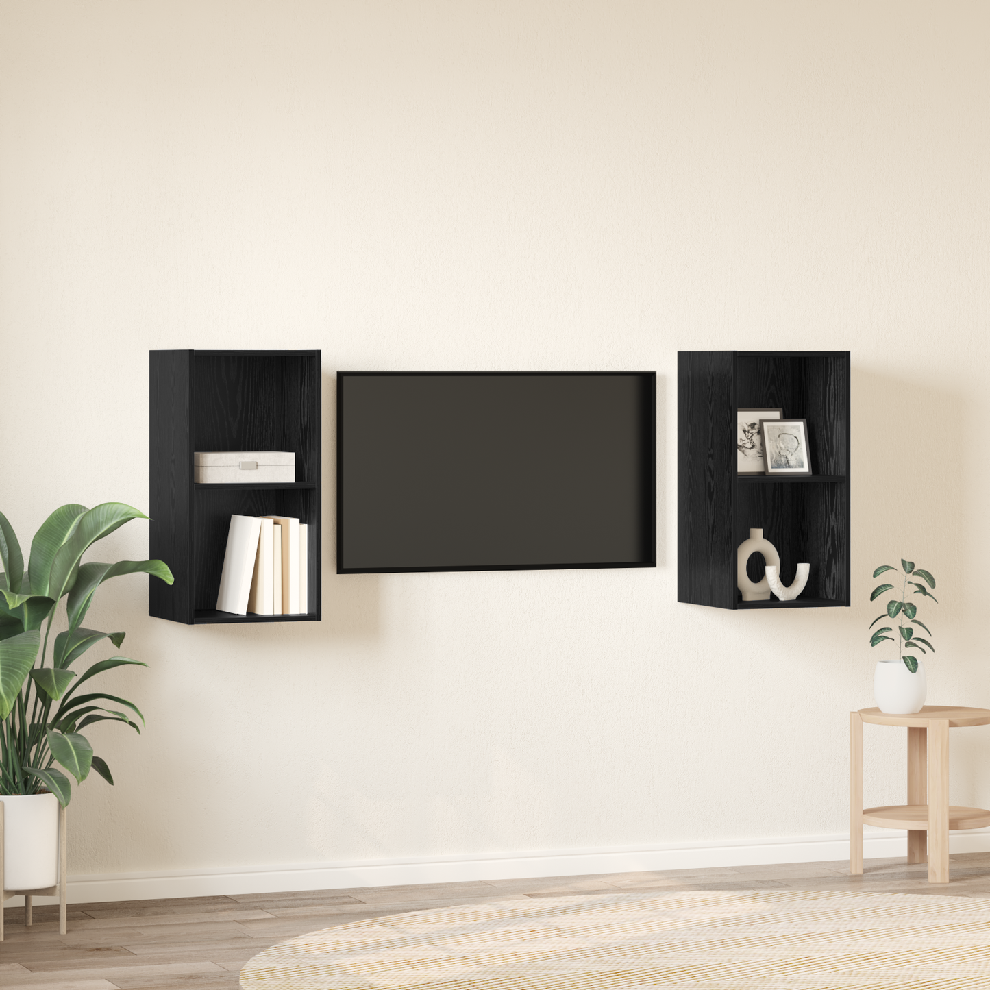 Wall TV Cabinet 2 pcs Black oak 37 x 37 x 72 cm Engineered wood