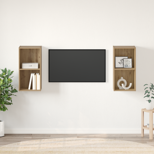 Wall TV Cabinet 2 pcs Artisan oak 37 x 37 x 72 cm