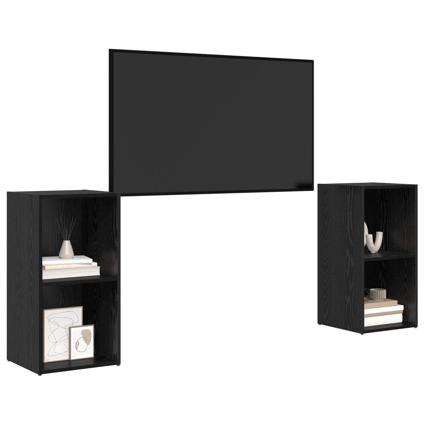 TV Cabinet Set 2 pcs Black oak 72 x 35 x 36.5 cm