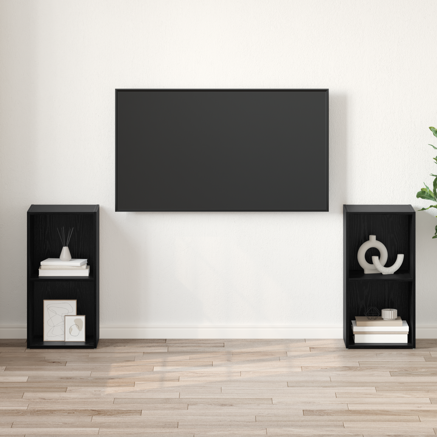 TV Cabinet Set 2 pcs Black oak 72 x 35 x 36.5 cm