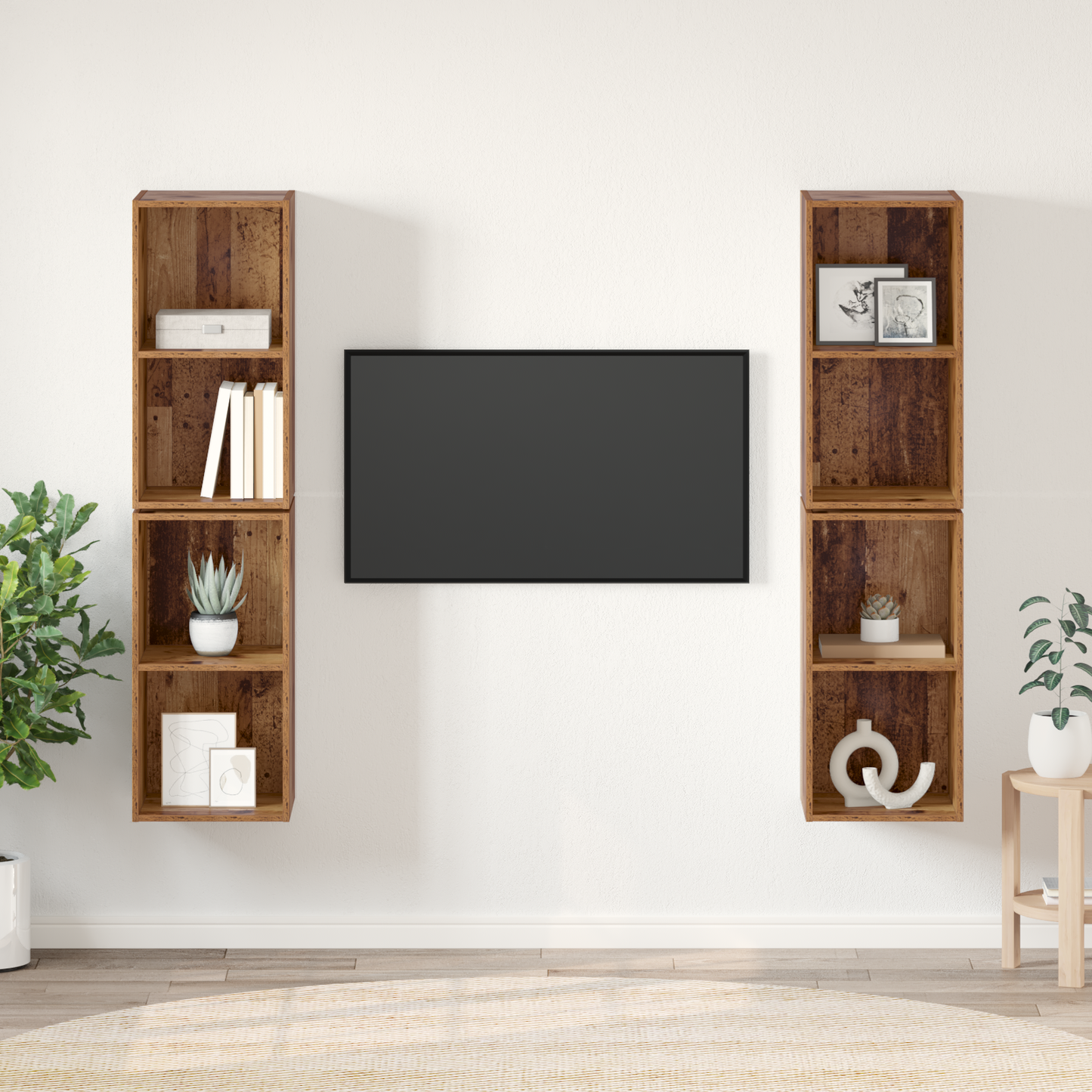 Wall TV Cabinet 4 pcs Old wood 37 x 37 x 72 cm Engineered wood