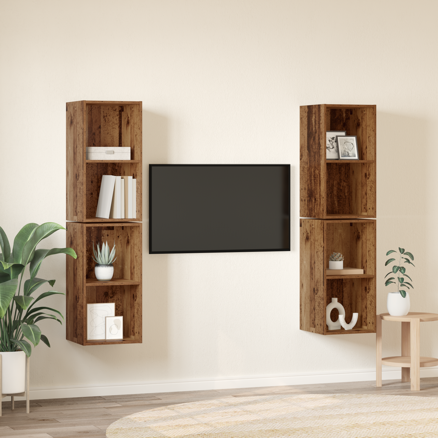 Wall TV Cabinet 4 pcs Old wood 37 x 37 x 72 cm Engineered wood