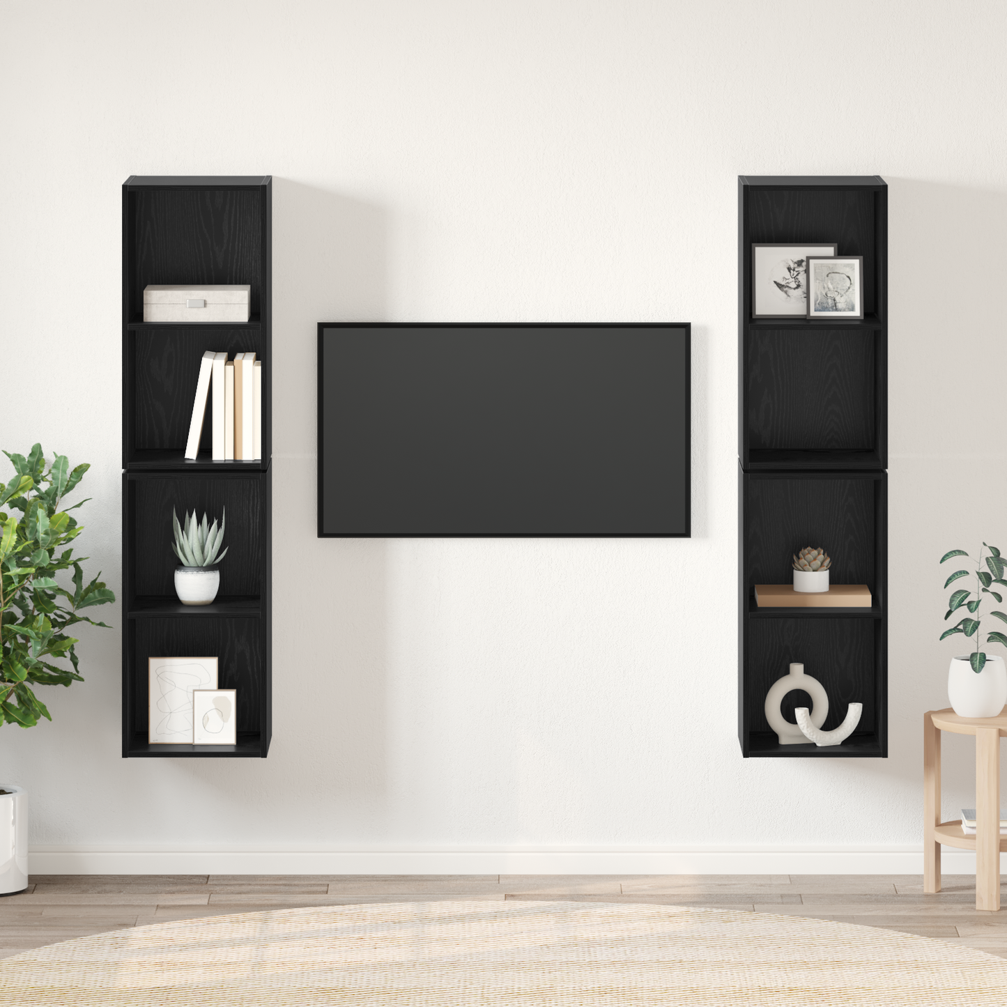 Wall TV Cabinet 4 pcs Black oak 37 x 37 x 72 cm Engineered wood