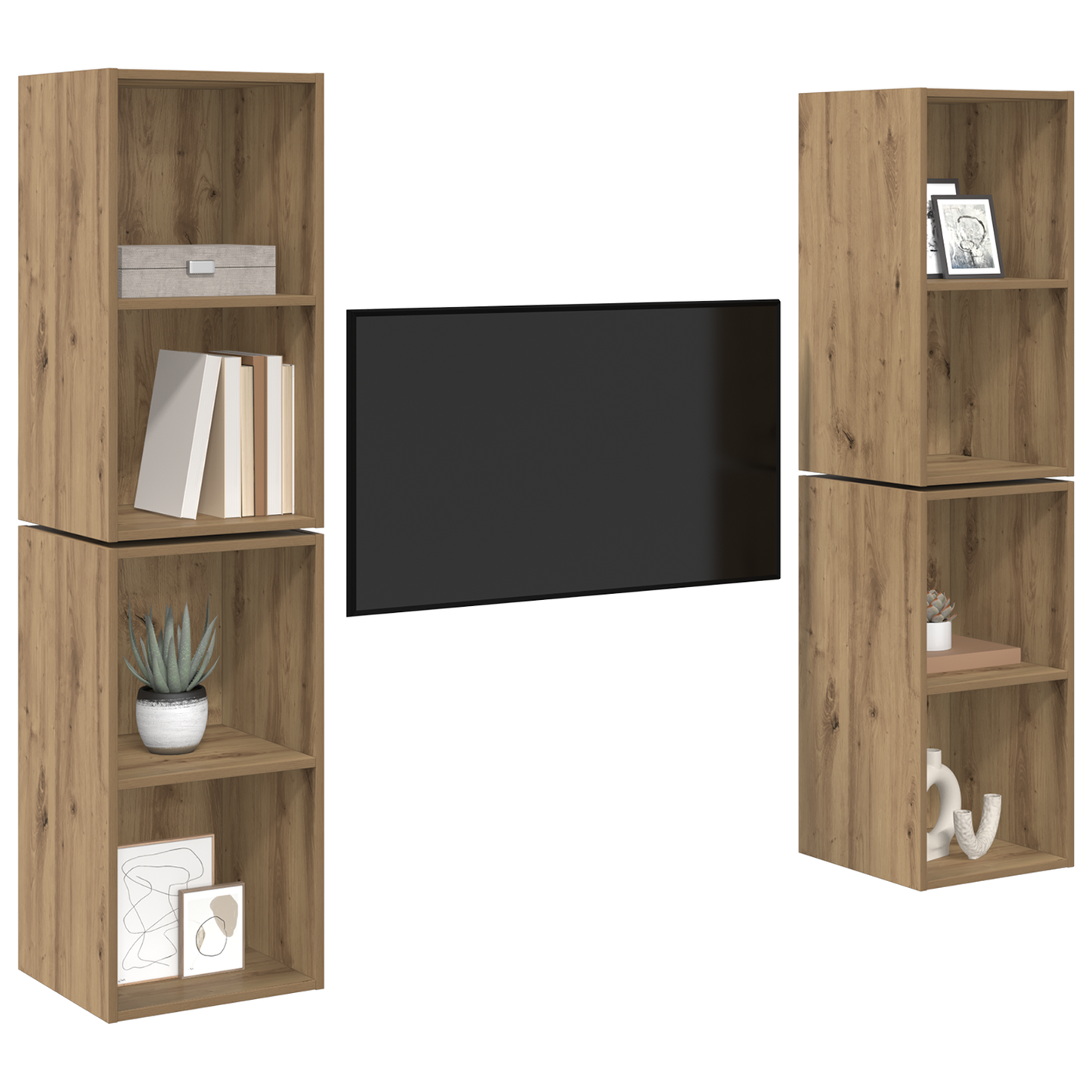 Wall TV Cabinet 4 pcs Artisan oak 37 x 37 x 72 cm