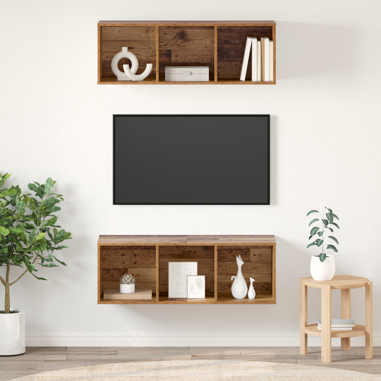 Wall-mounted TV Cabinets 2 pcs Old wood 37 x 37 x 107 cm