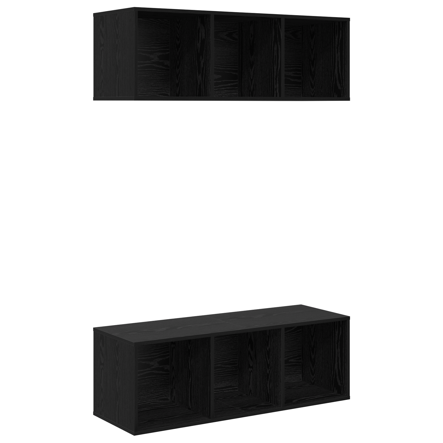 Wall-mounted TV Cabinets 2 pcs Black oak 37 x 37 x 107 cm