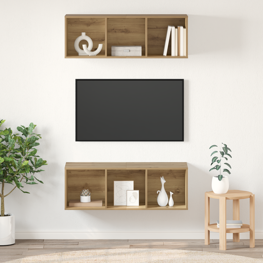 Wall-mounted TV Cabinets 2 pcs Artisan oak 37 x 37 x 107 cm